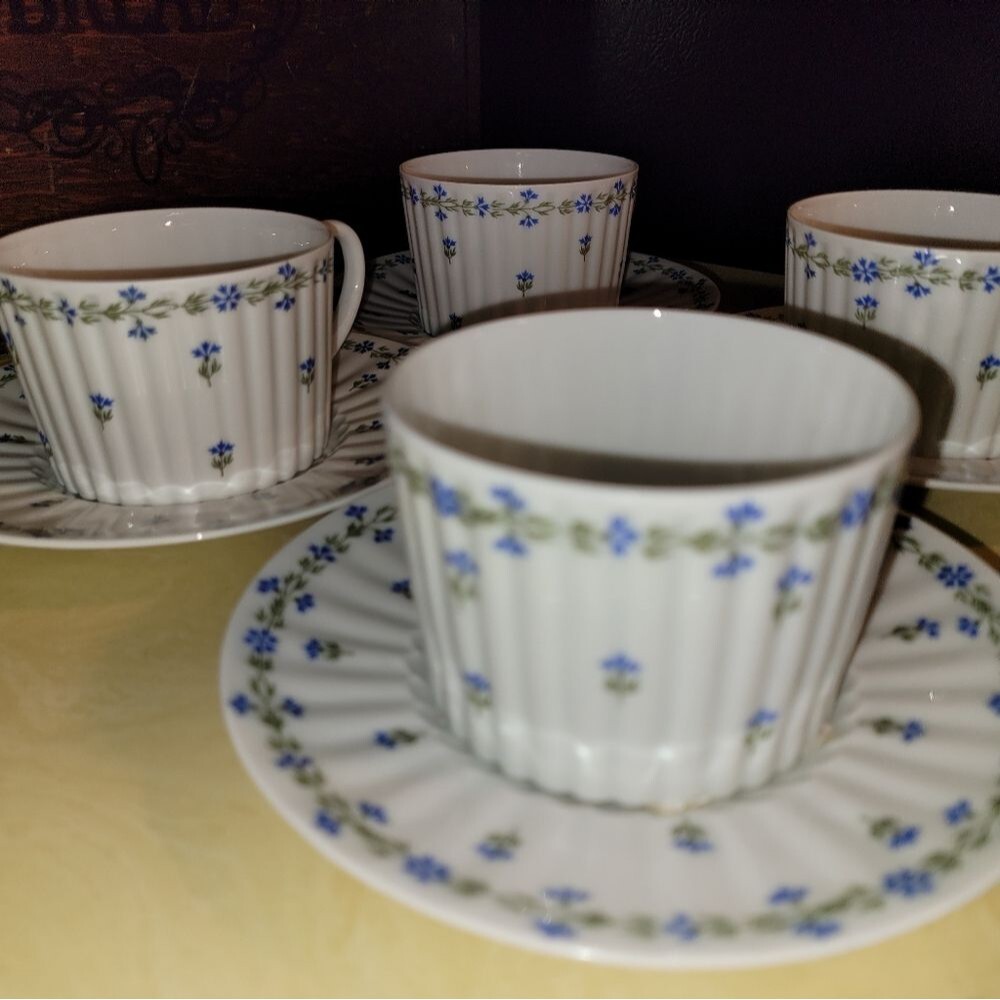 Cup Saucer SET of 3 Vintage GDA LIMOGES, France Bone China Dainty Fine